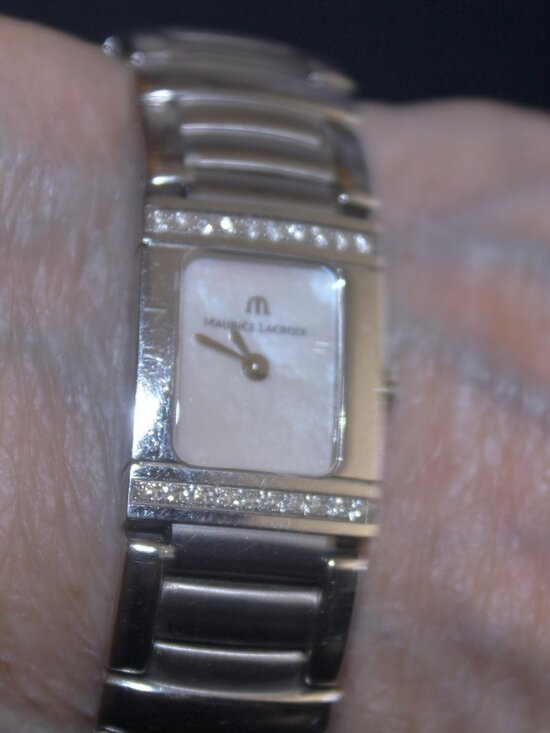 $850 Maurice Lacroix Swiss Miros Integral Ladies Diamond Watch w Box Extra Link main image 6